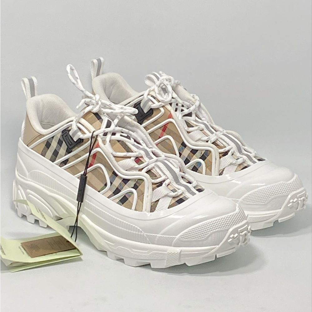 Burberry Arthur Vintage Check Cotton & Leather Sneakers size 41